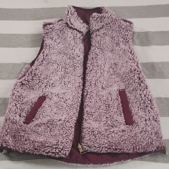 Jackets & Blazers - Women's Reversible Burgundy Purple Sherpa Vest